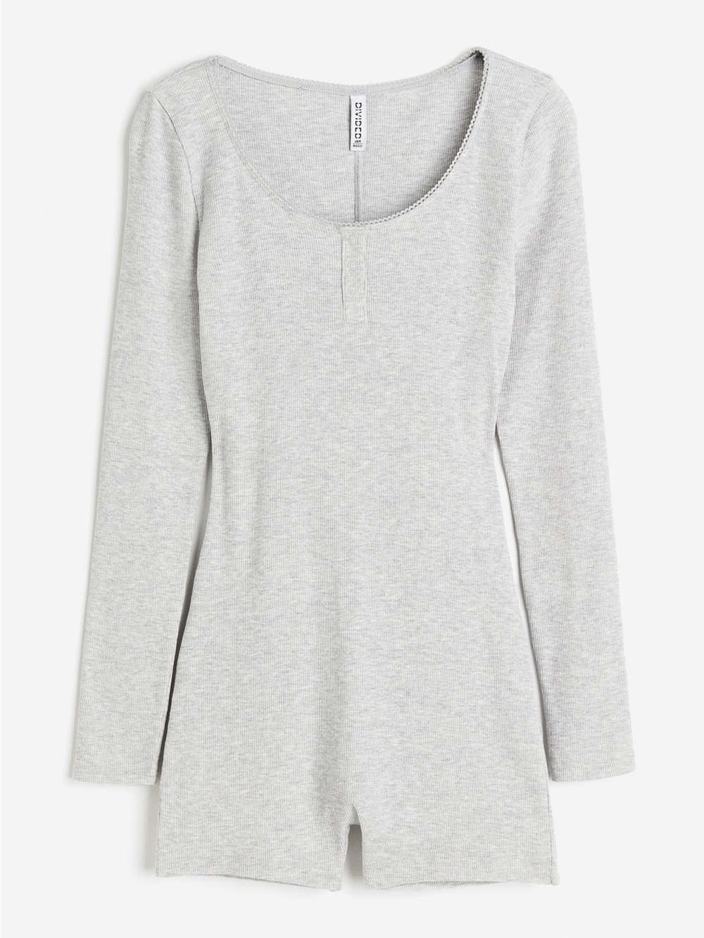 H&M Heather Gray Ribbed Long-Sleeve Romper Pajamas